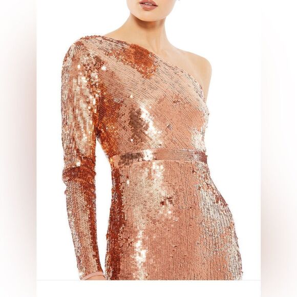 NWT MAC DUGGAL Sparkling Asymmetrical Neckline One-shoulder Evening Dress Sz 8 - Picture 5 of 10